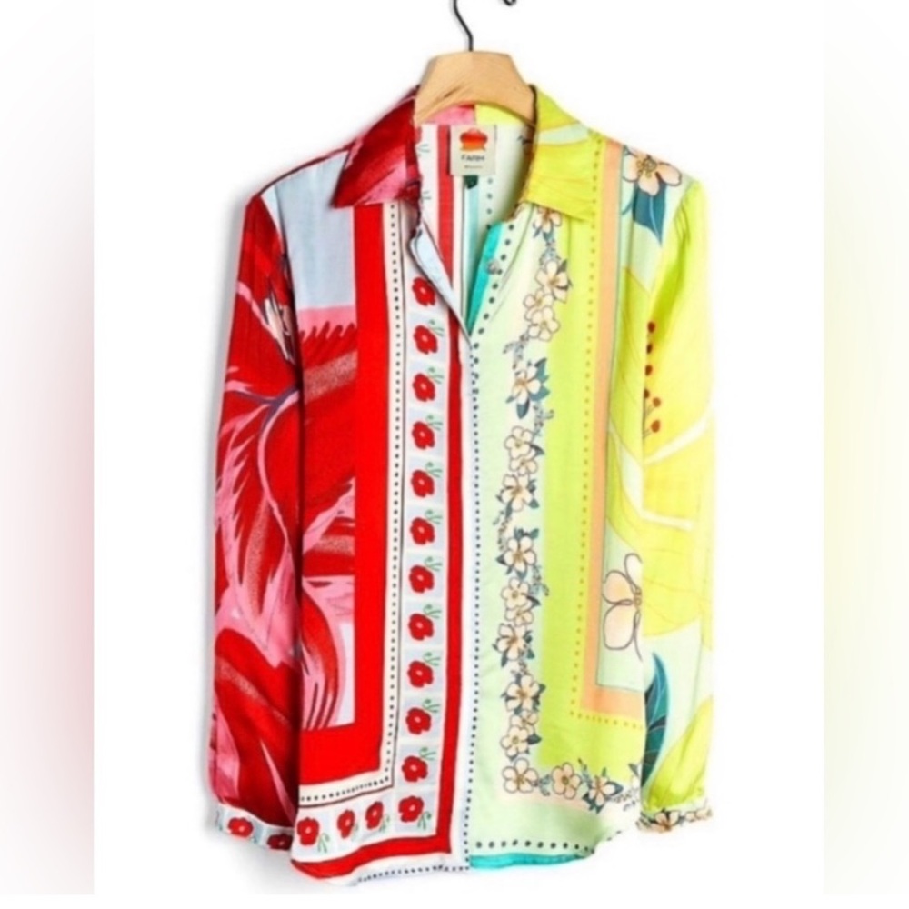 Farm Rio Multi Colored Patchwork Top - image 2